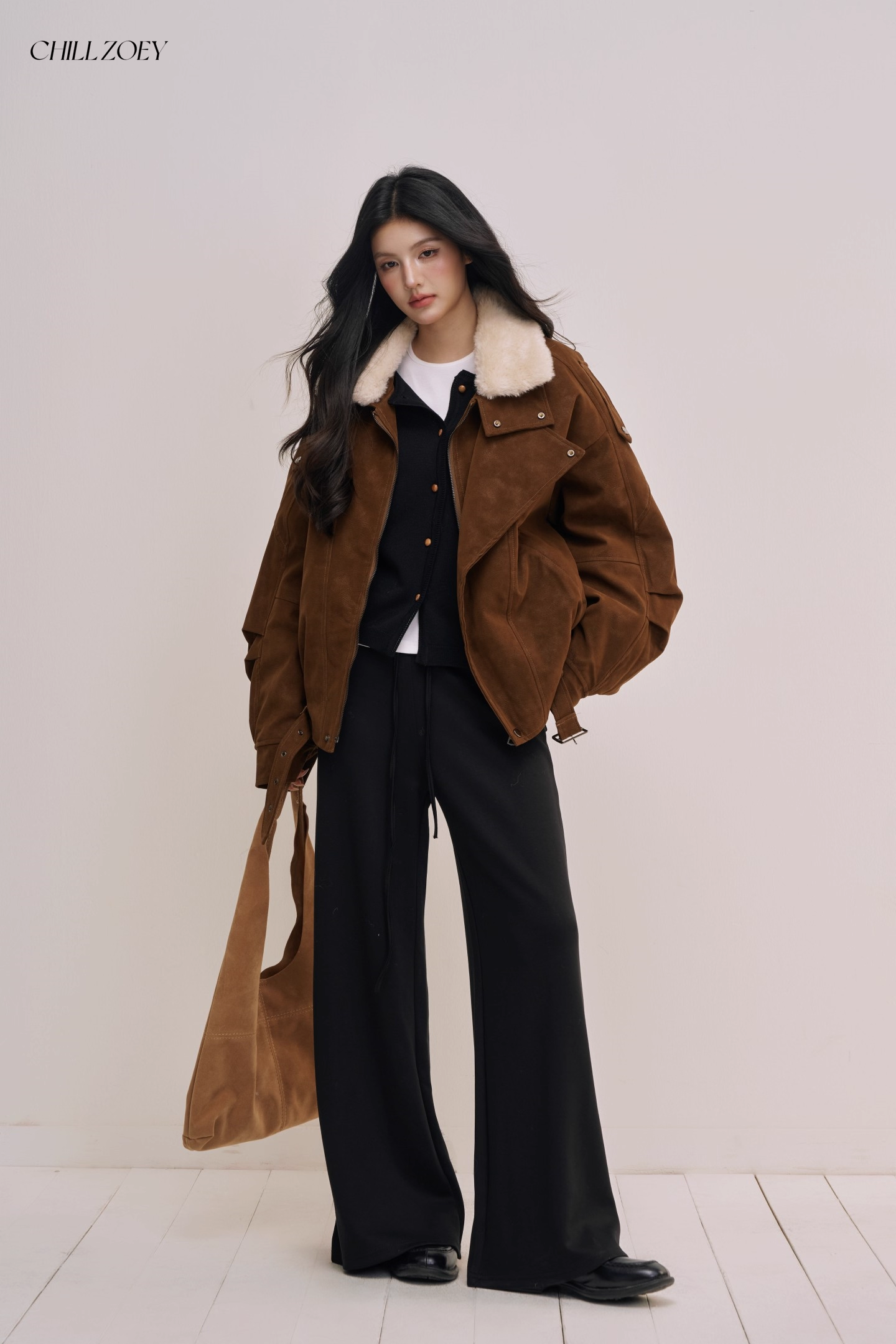 Chill Zoey M690331 Brown-Fur-Collared Jacket