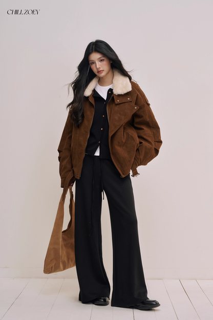 Chill Zoey M690331 Brown-Fur-Collared Jacket