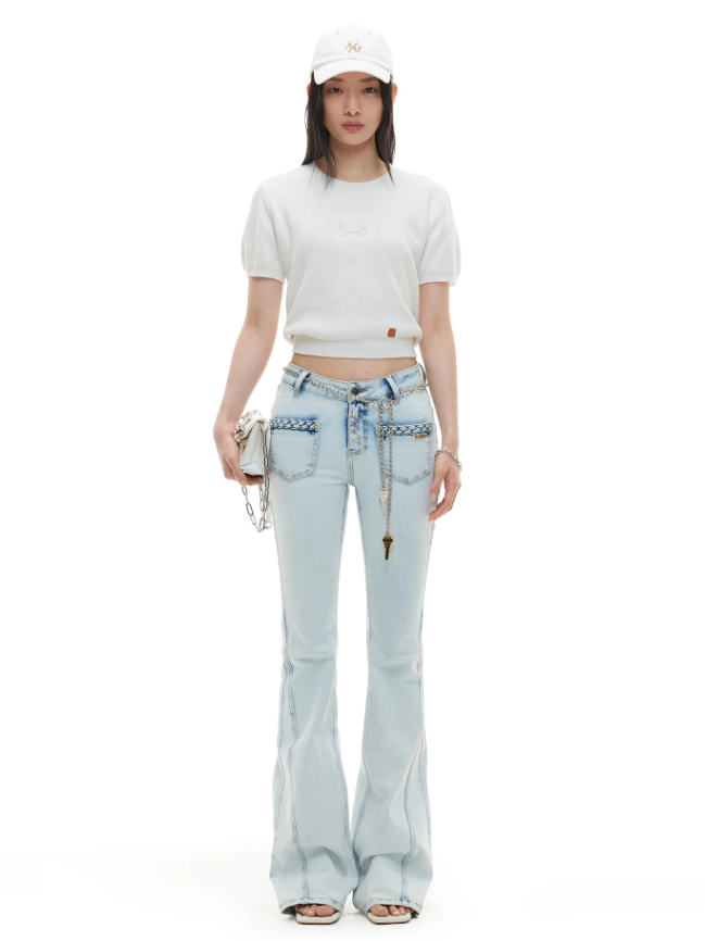NAWS NAW-K041926 Denim Flare Stretch Pants