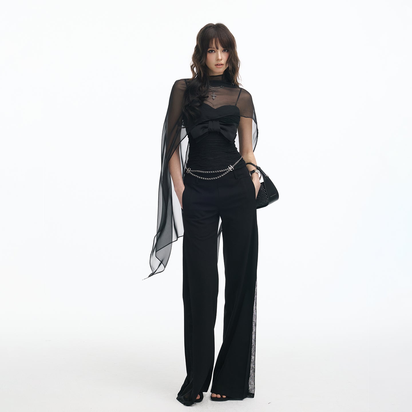 Serene Ease Mesh shawl + bow strap two-piece set