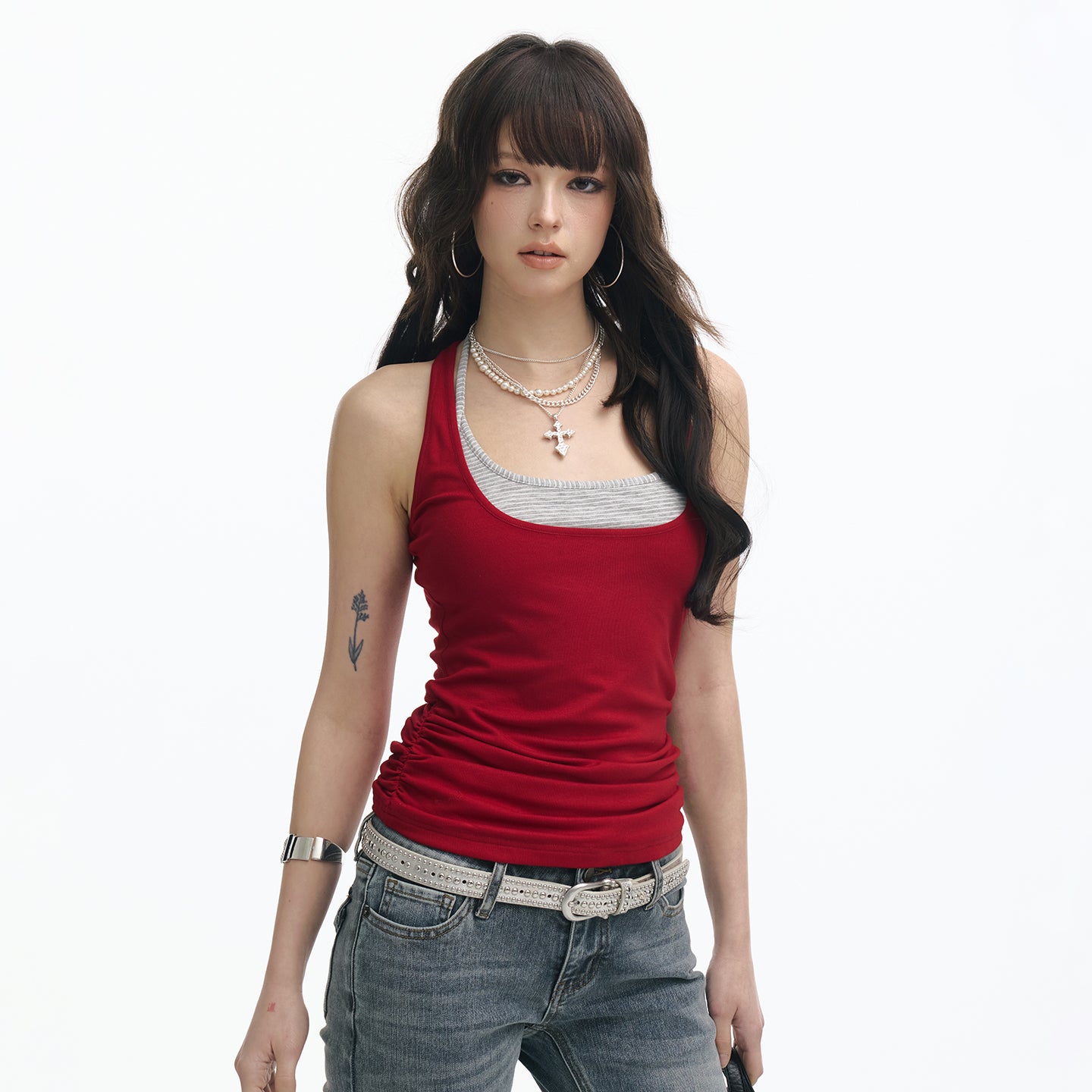 Serene Ease U collar fake two-piece spliced vest