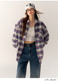 AsGony Label Grid Shirt & High Waist Jeans