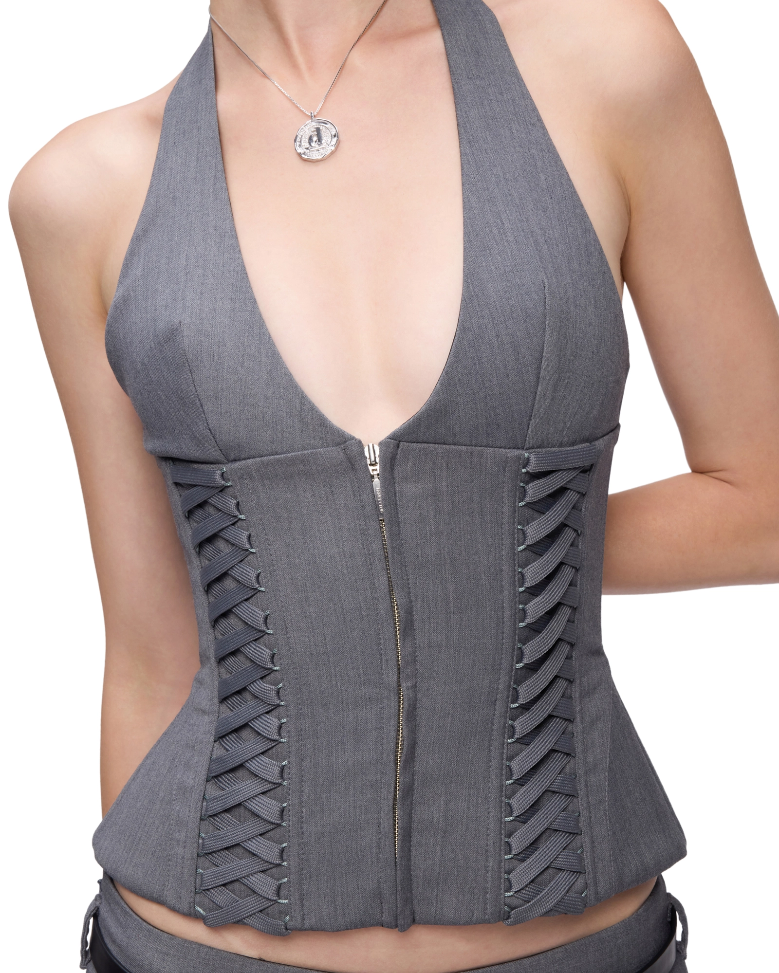 FANCì CLUB [Best Seller] Julia Halterneck Corset Top(3color)