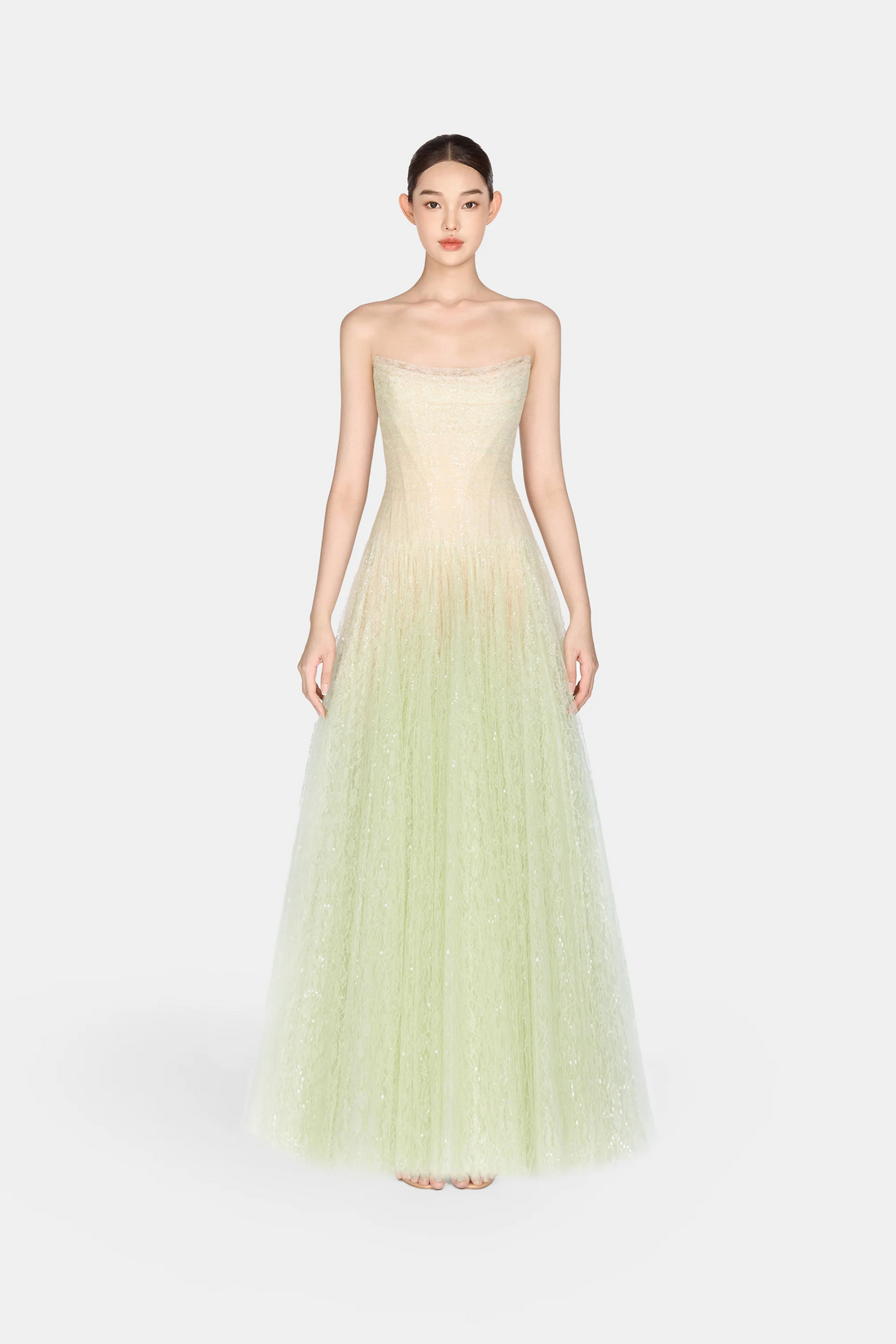 Montsand Draped Lace Maxi Dress-Mint
