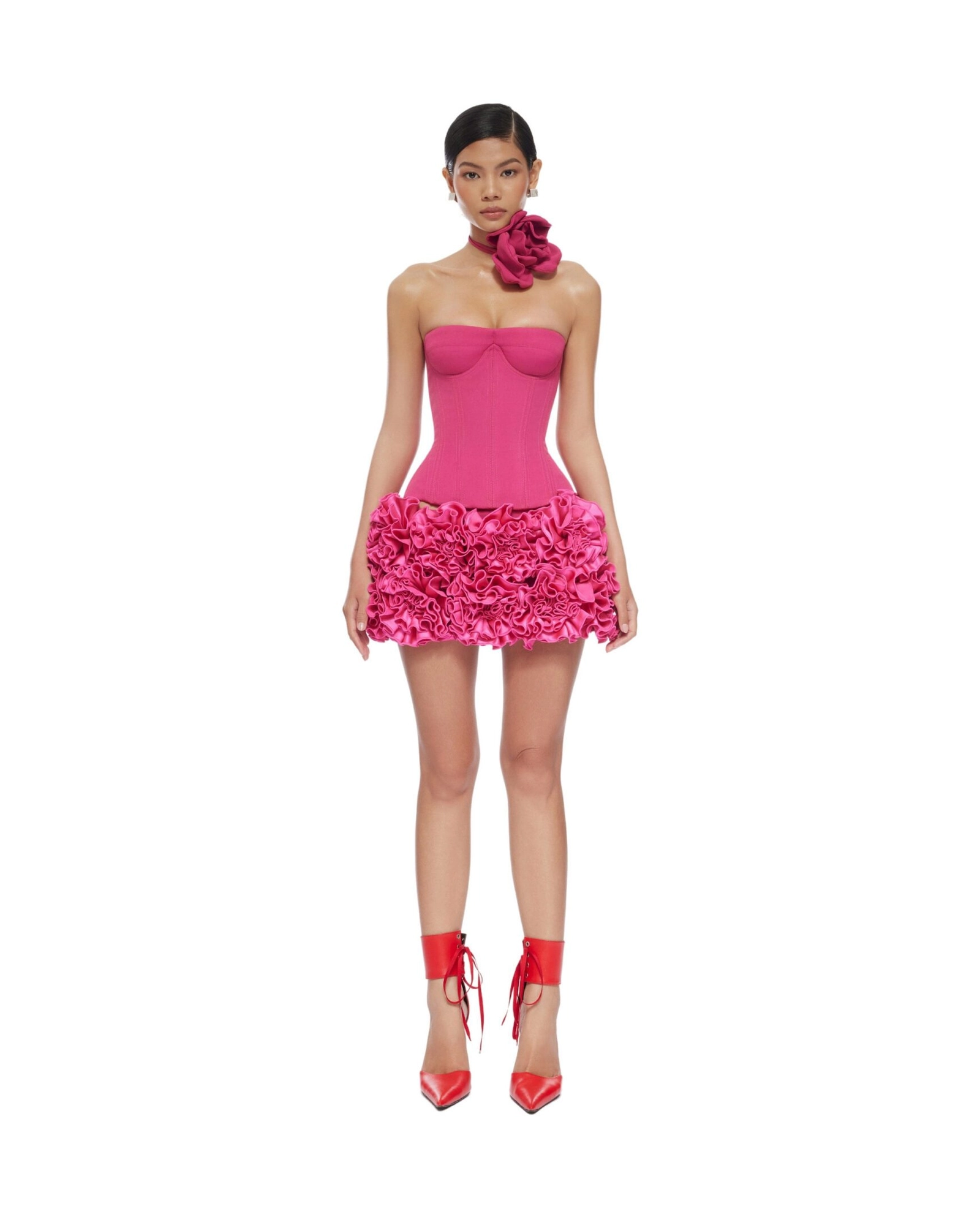 FANCì CLUB  [Best Seller] Hand-embroidered Rose Mini Skirt