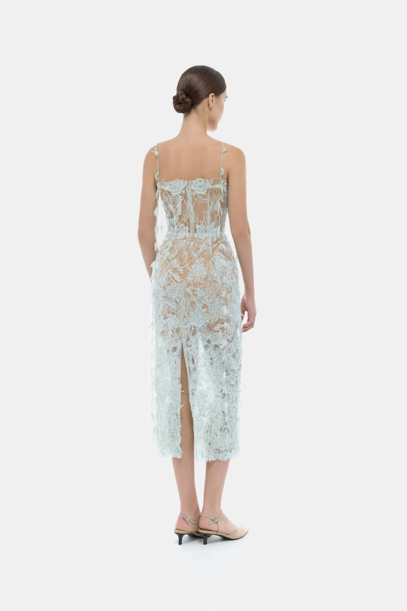 Lobbster Baby Blue Beaded Lace Pencil Dress
