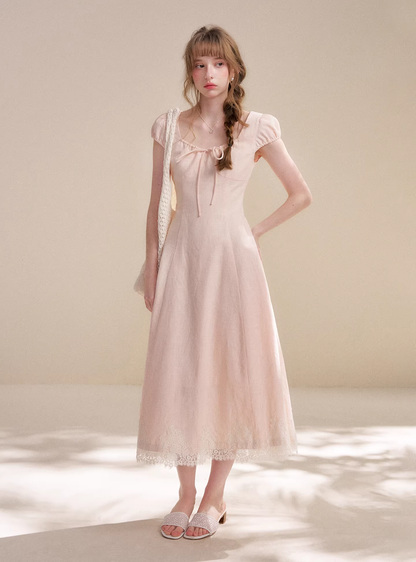 Kroche KR6063 Splicing lace waist cinching dress