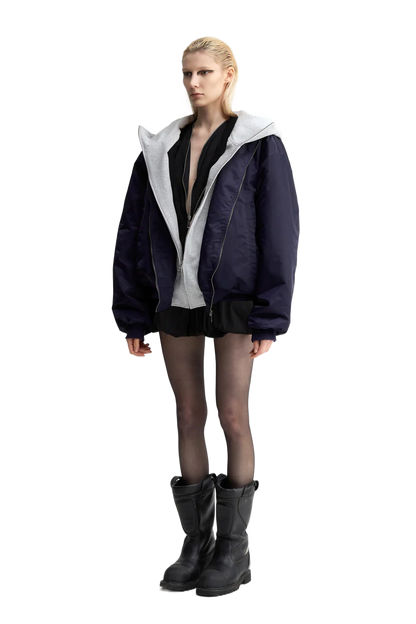 YJINGZYZJ Oversized Bomber Jacket In Blue