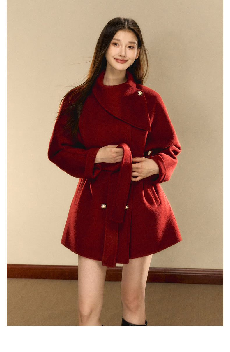 OShea 4D01D1036 Lapel Midi Coat-red