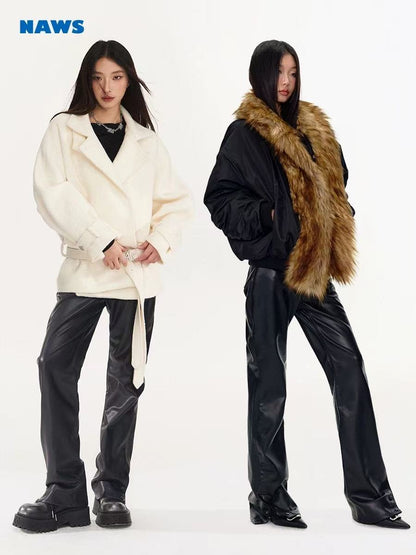 NAWS Skinny black straight leg leather pants
