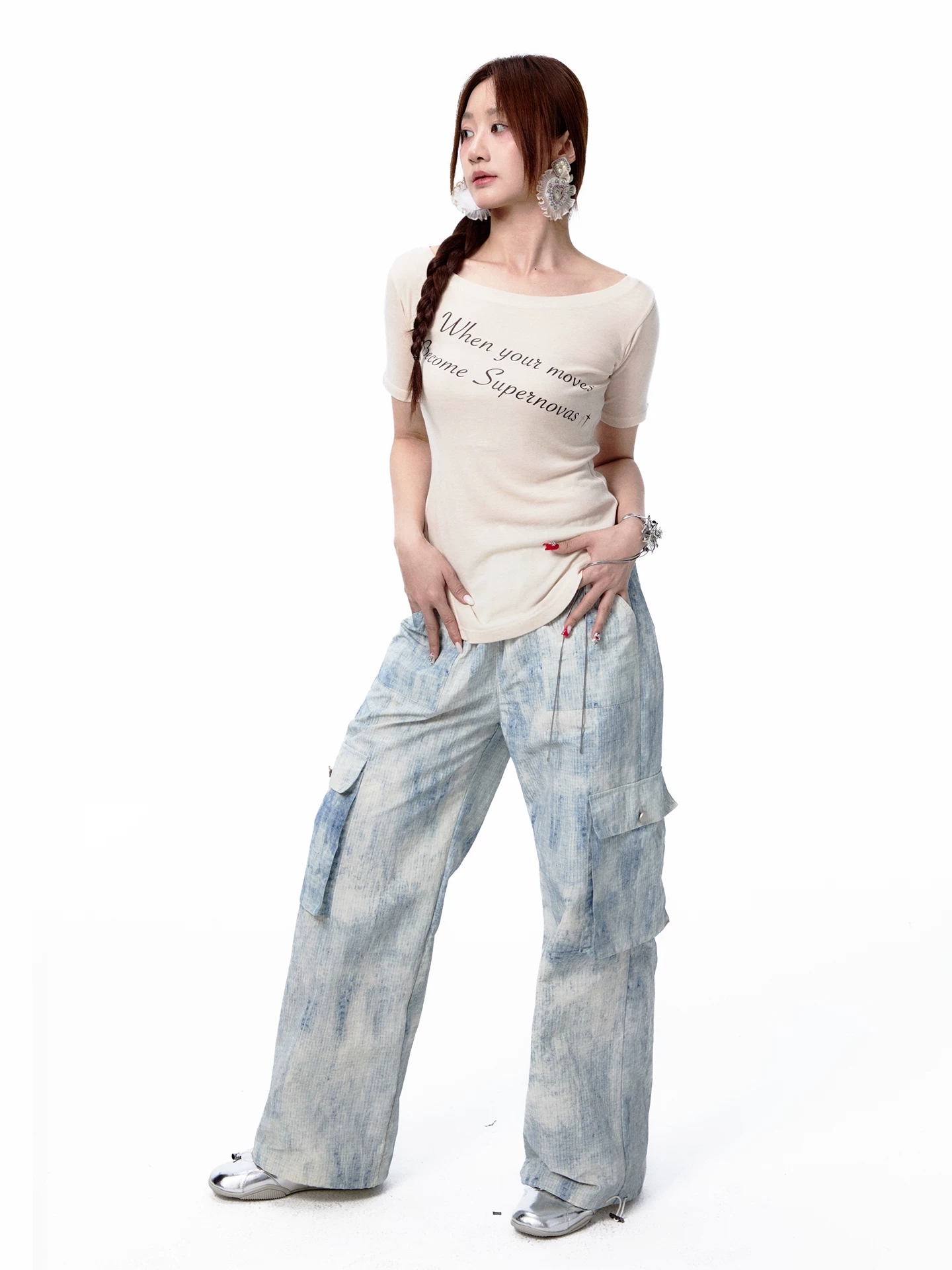 Nova Street Ice Silk One Shoulder Tee (3color)