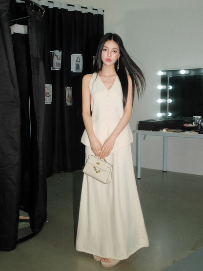 OLIVIA DUO DKS25344 Pearl-Buttoned Knit Coordinated Set