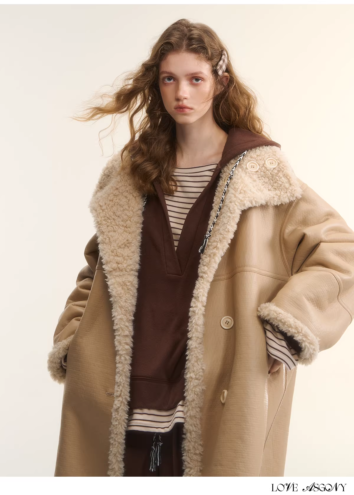 AsGony ASG25560 double-sided long sherpa coat(2color)