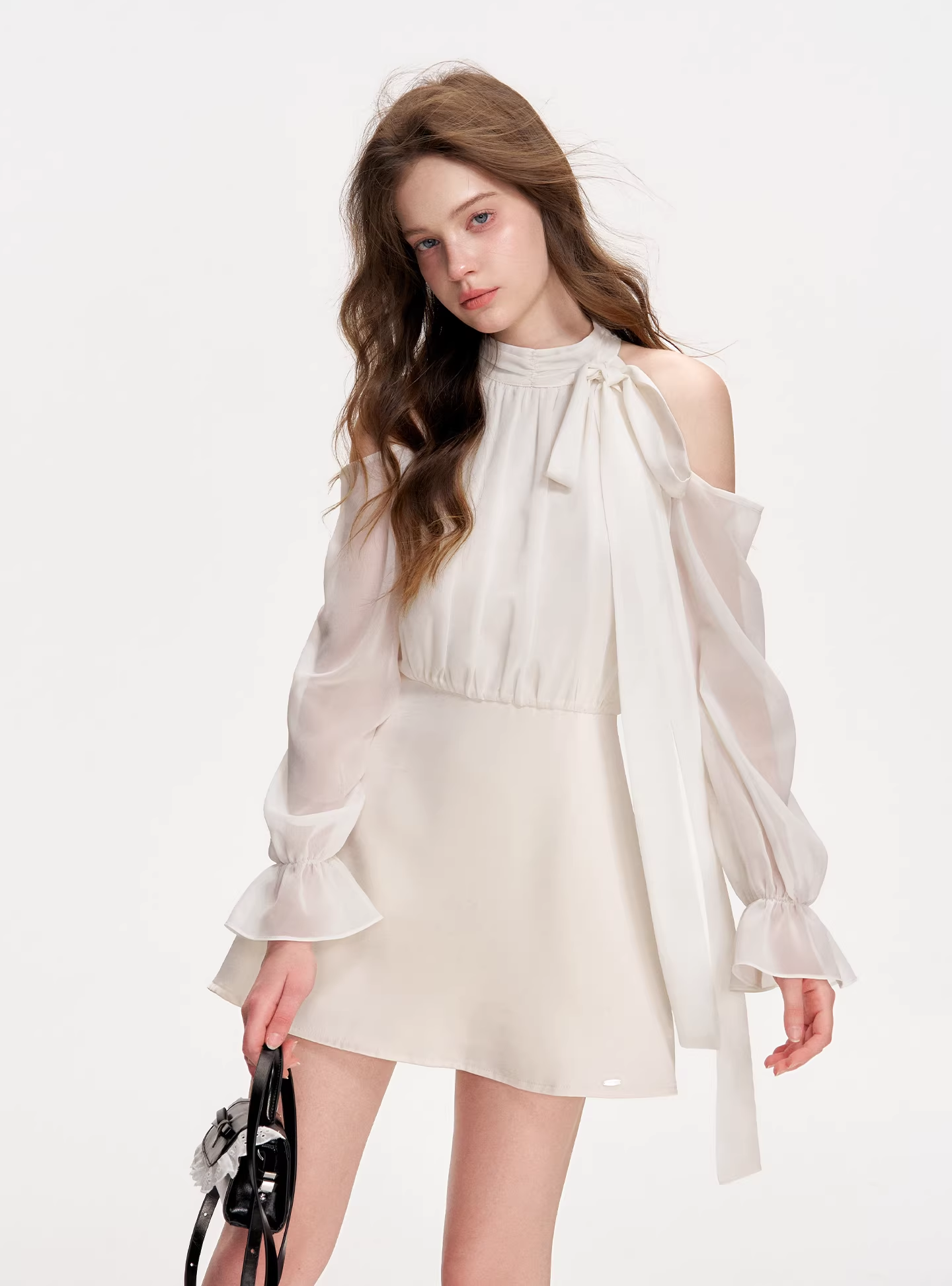 Kroche KR4060 Satin patchwork neck hanging dress