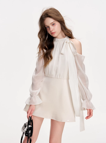 Kroche KR4060 Satin patchwork neck hanging dress