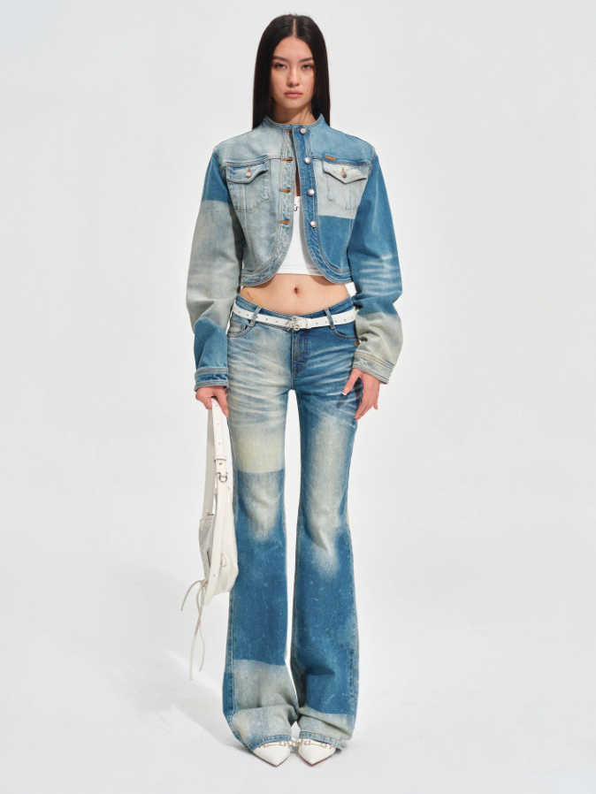 NAWS NAW-K010326 Denim washed tight straight leg pants