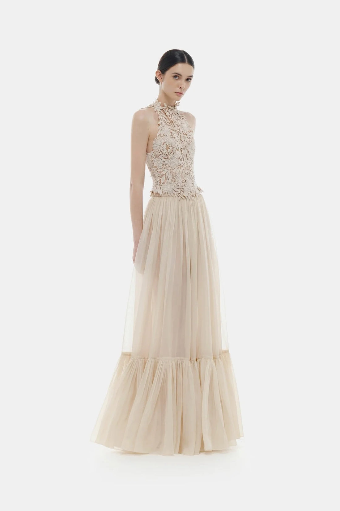 Montsand Beige Layered Maxi Skirt