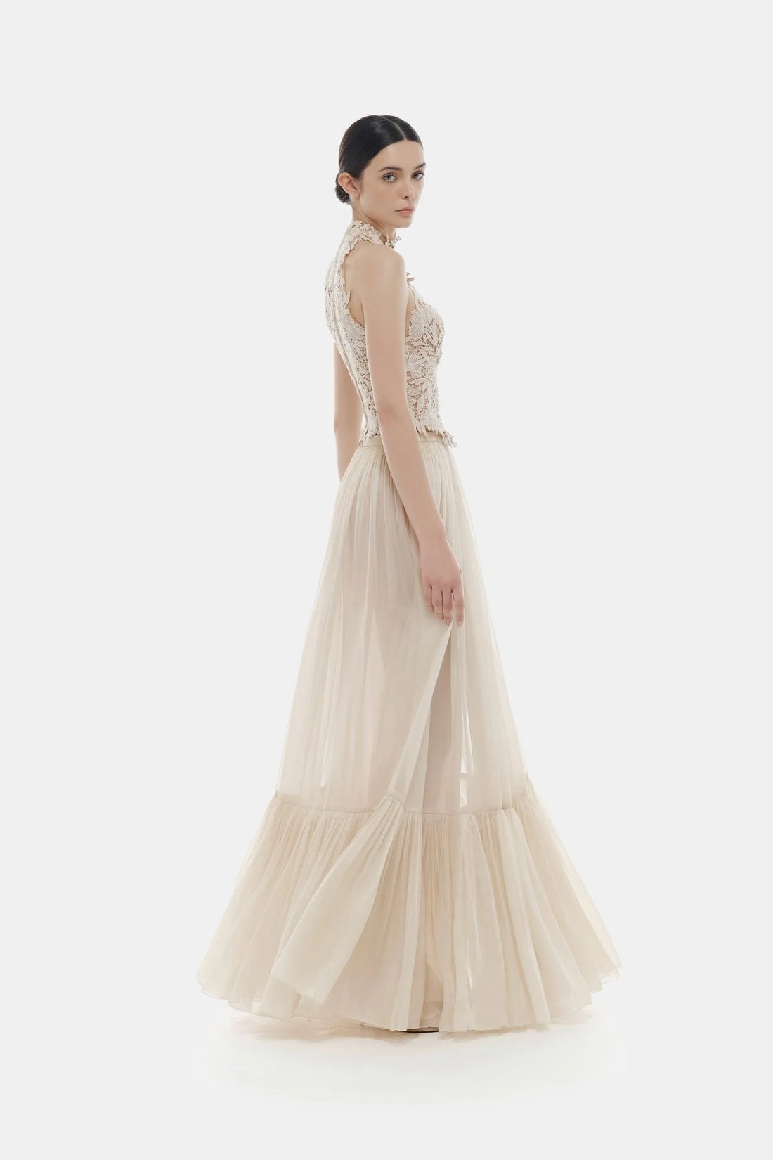 Montsand Beige Layered Maxi Skirt