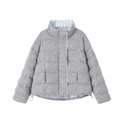 SOMESOWE S2508304 Plaid patchwork stand up collar bread down jacket