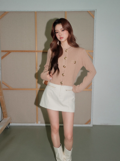 OLIVIA DUO DSY25370 Bouclé Knit Top Gold Buttons