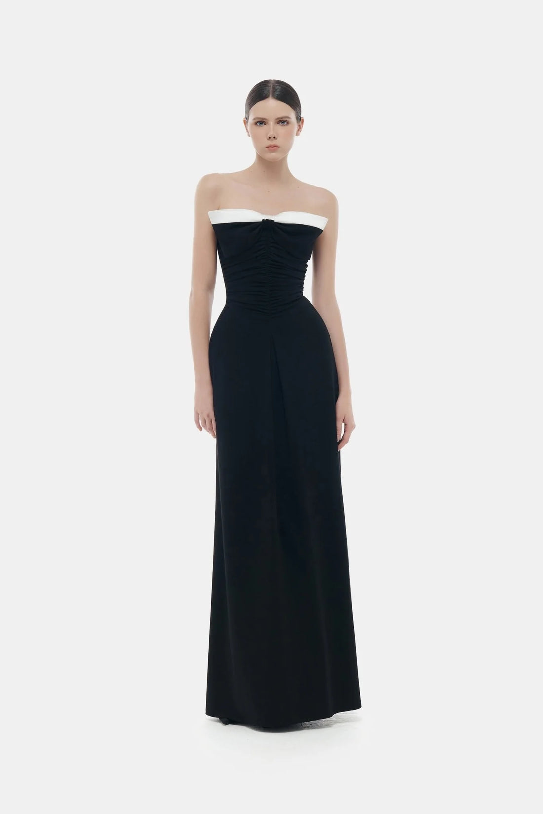 Montsand Black Bow Ruched Maxi Dress