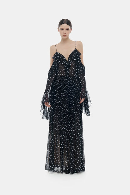 Montsand Black Off-shoulder Flowing Dress
