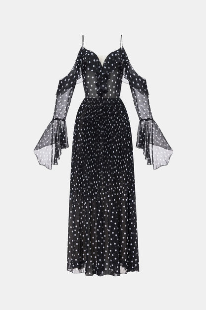 Montsand Black Off-shoulder Flowing Dress