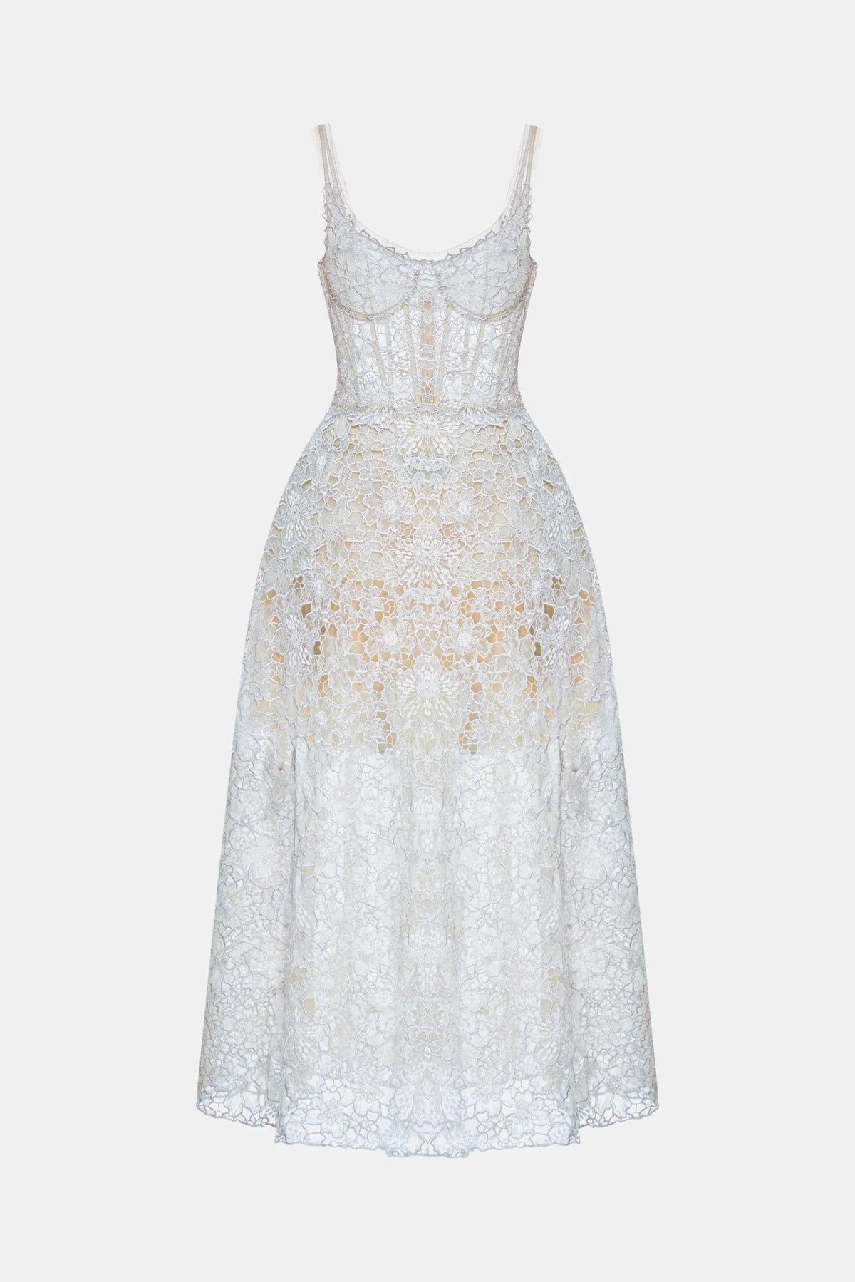 Montsand Blue Flower Lace Maxi Dress