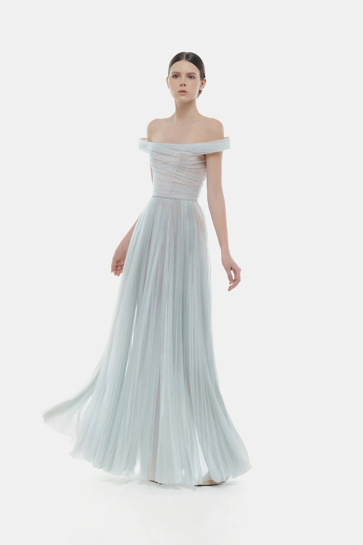 Montsand Blue Off-shoulder Maxi Dress