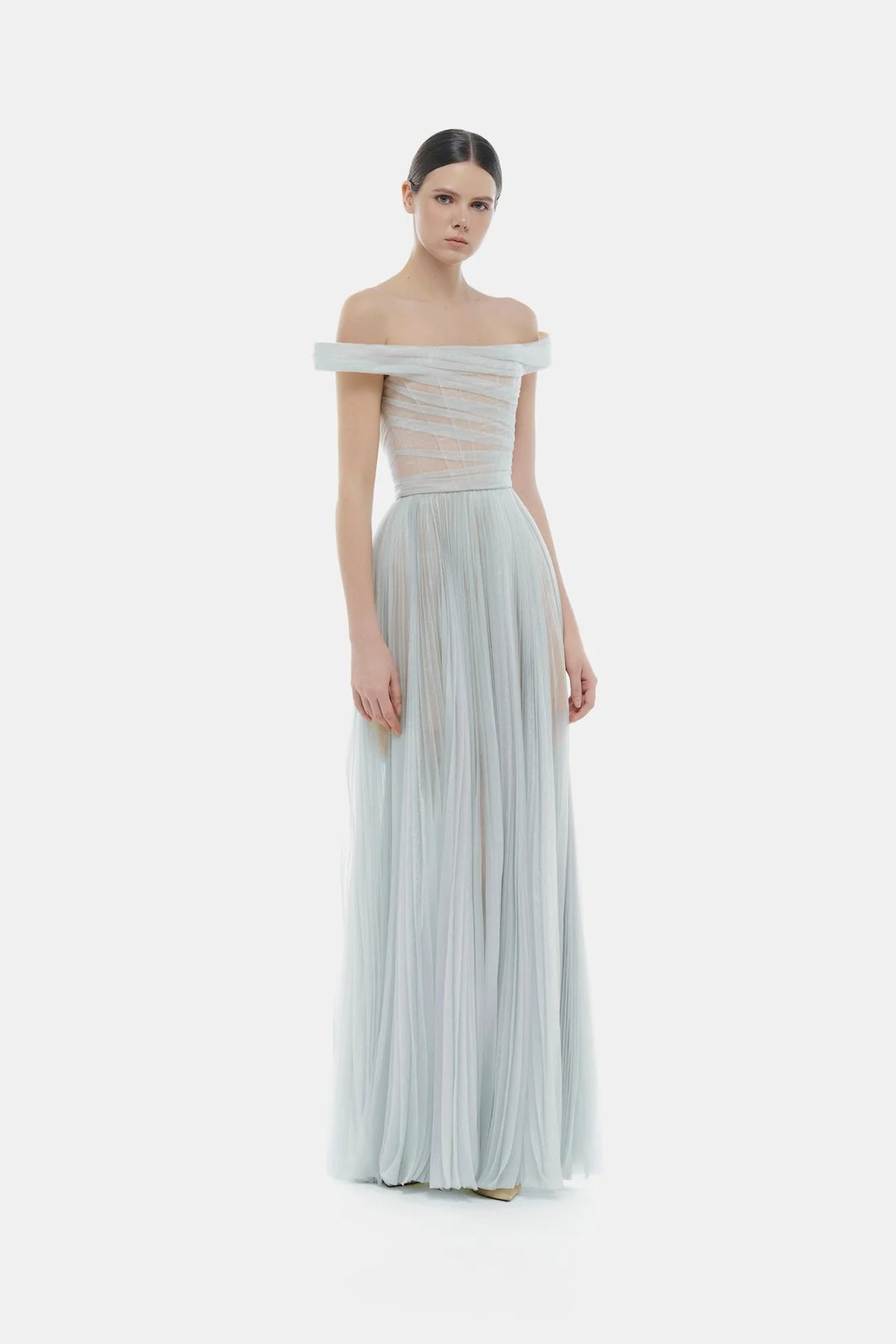 Montsand Blue Off-shoulder Maxi Dress