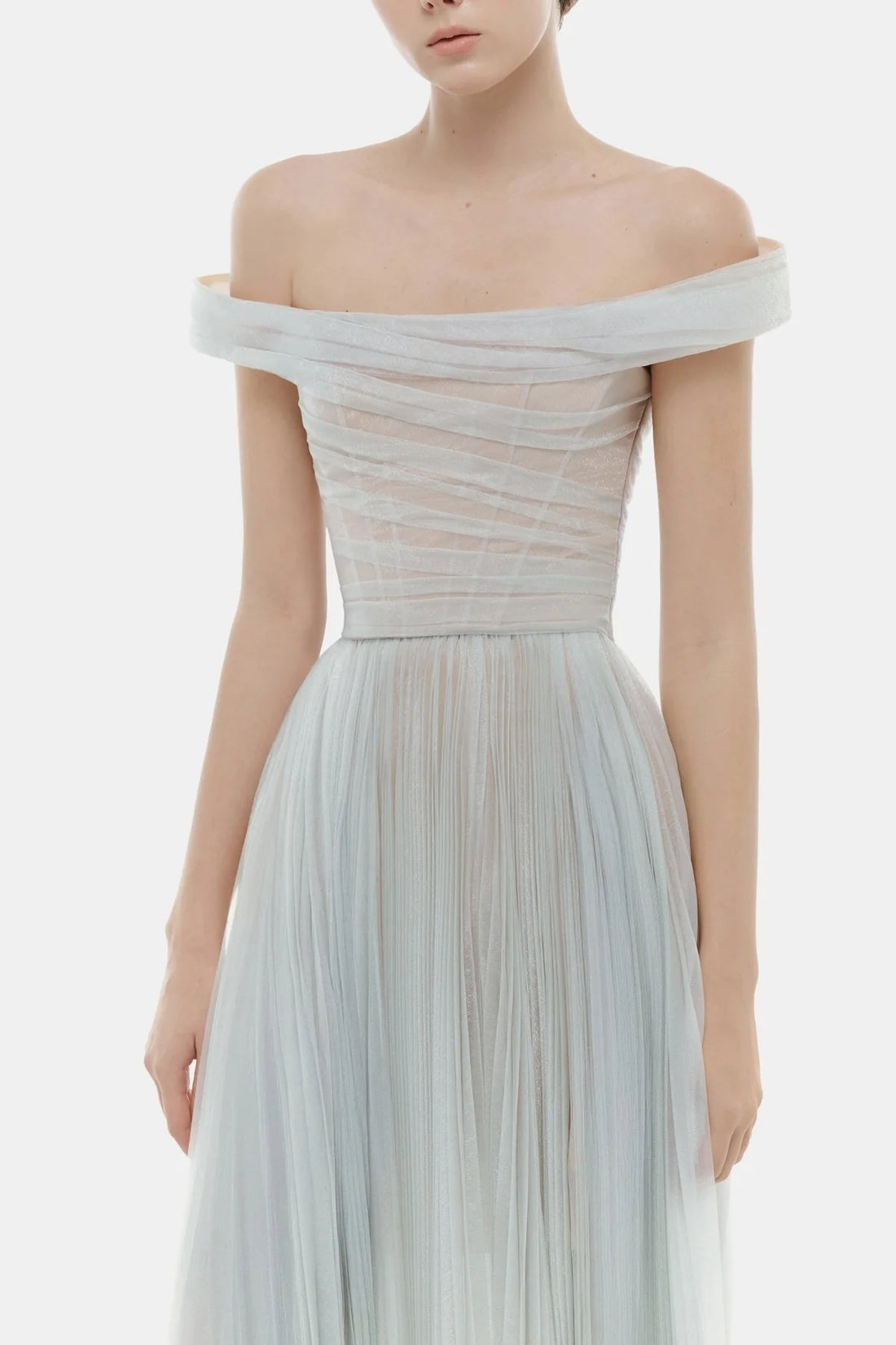 Montsand Blue Off-shoulder Maxi Dress
