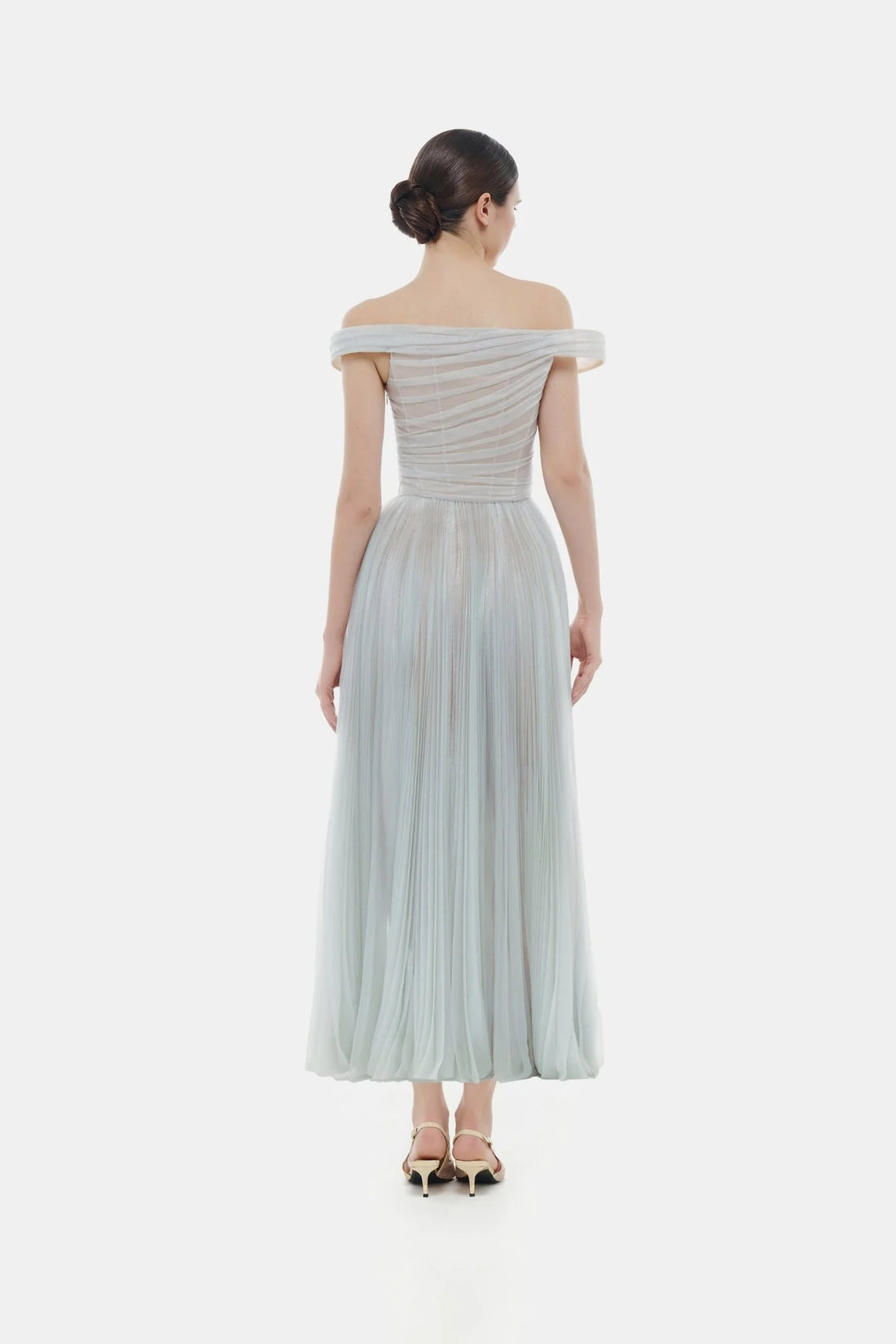 Montsand Blue Off-shoulder Midi Dress
