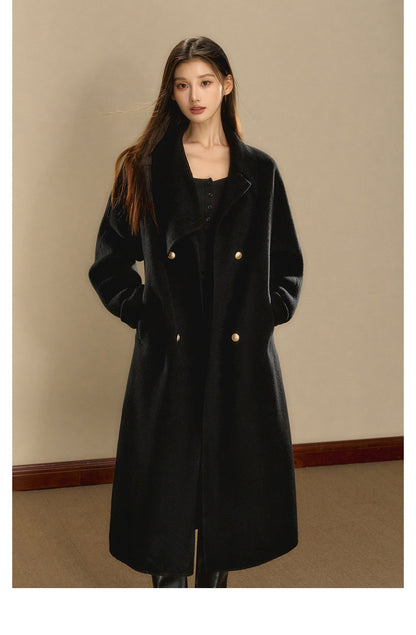 OShea Lapel Maxi Coat-black