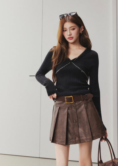 OTEBANBASS Ote260923 Beaded Twist Knot Knit Top