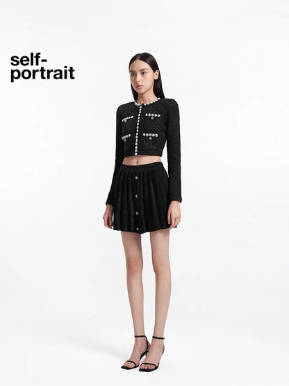 Self-Portrait BLACK SEQUIN MINI SKIRT