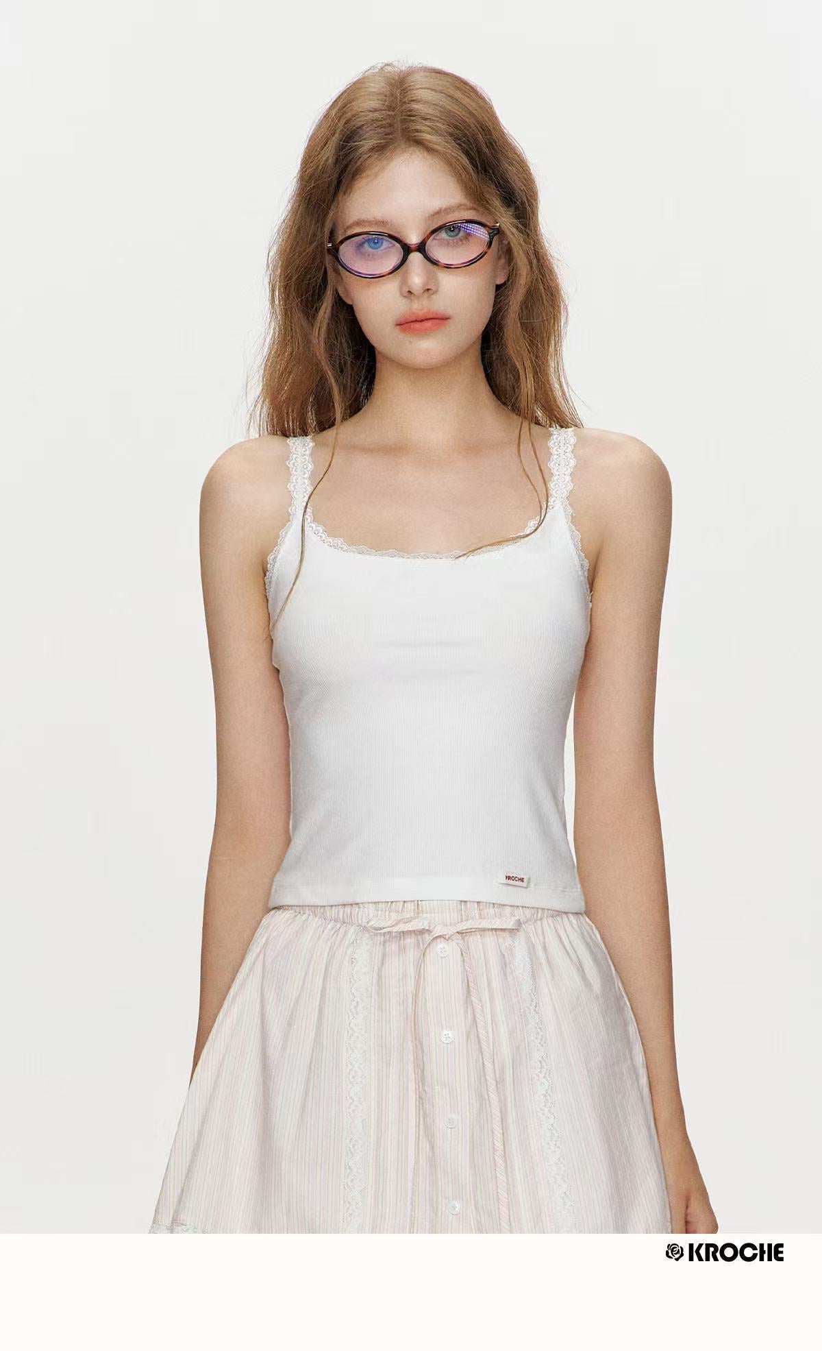 Kroche Pure white lace camisole top