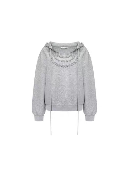 AsGony Scalloped Lace Hoodie(2color)