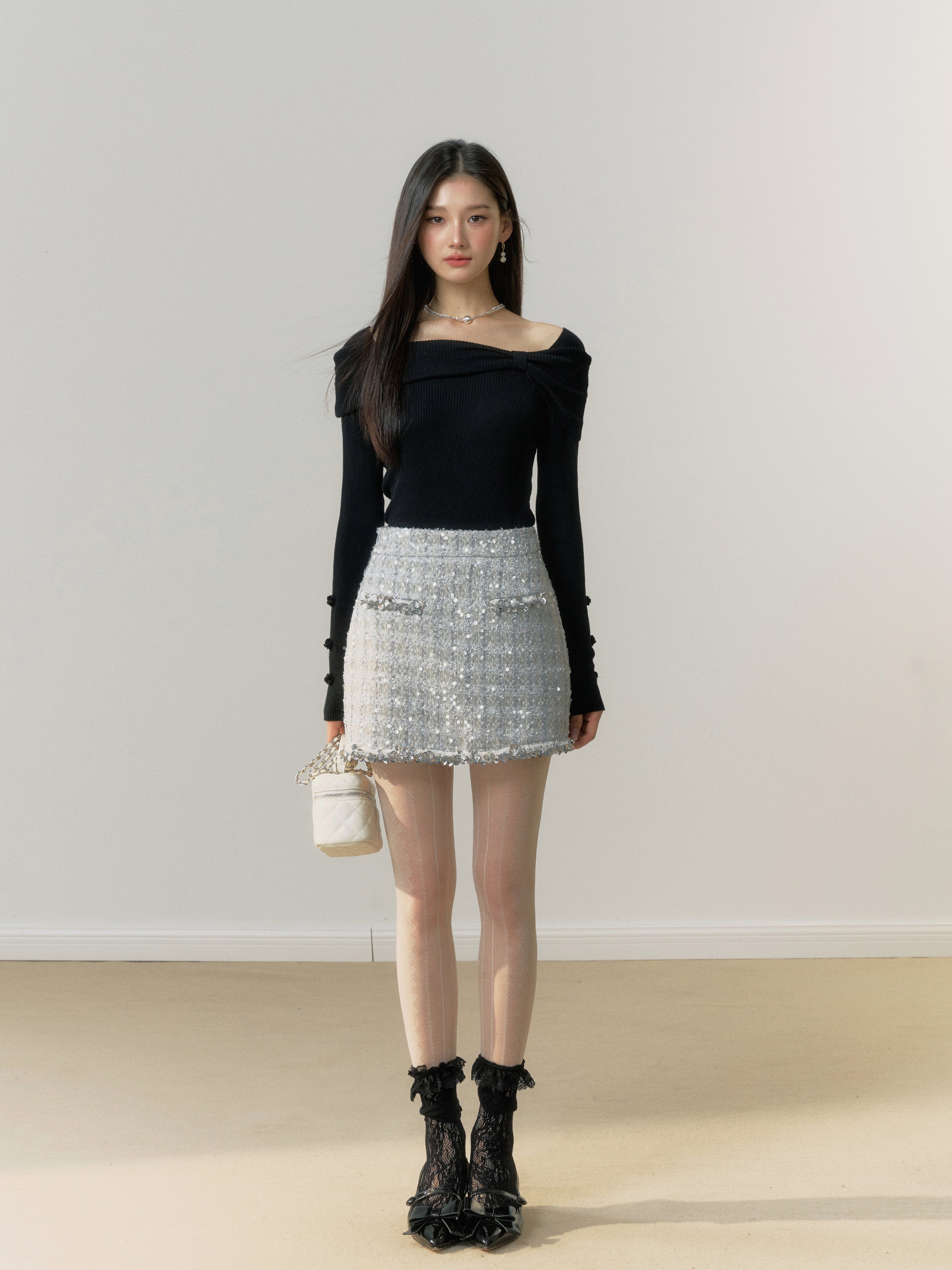 Lafreedom Silver Sequin Mini Skirt