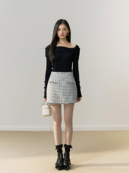 Lafreedom Silver Sequin Mini Skirt