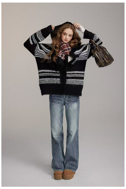 VIA PITTI V24DK286 Thick striped sweater cardigan