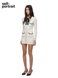 Self-Portrait Contrast Bow Knit Mini Dress