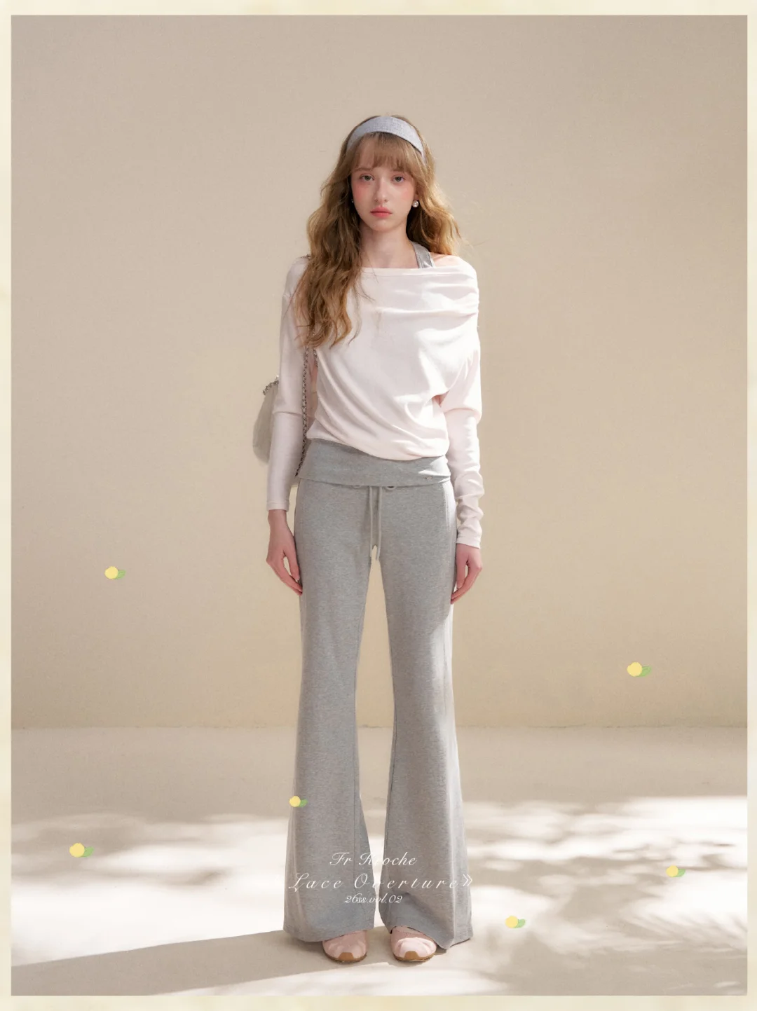 Kroche KZY8071&amp;KZY8072 Off shoulder contrasting T-shirt + pants