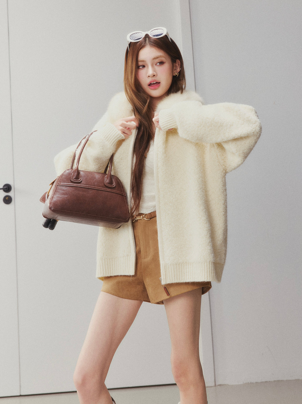 OTEBANBASS Ote260902 Fox Fur Hooded Long Cardigan