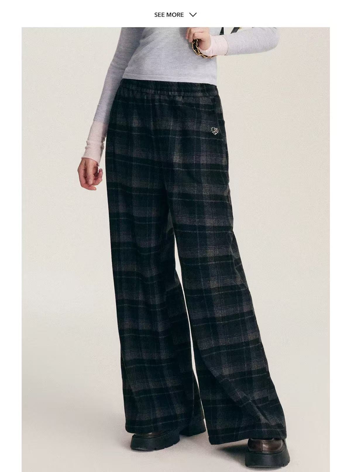 Kroche [Star Style] Plaid loose pants (2color)