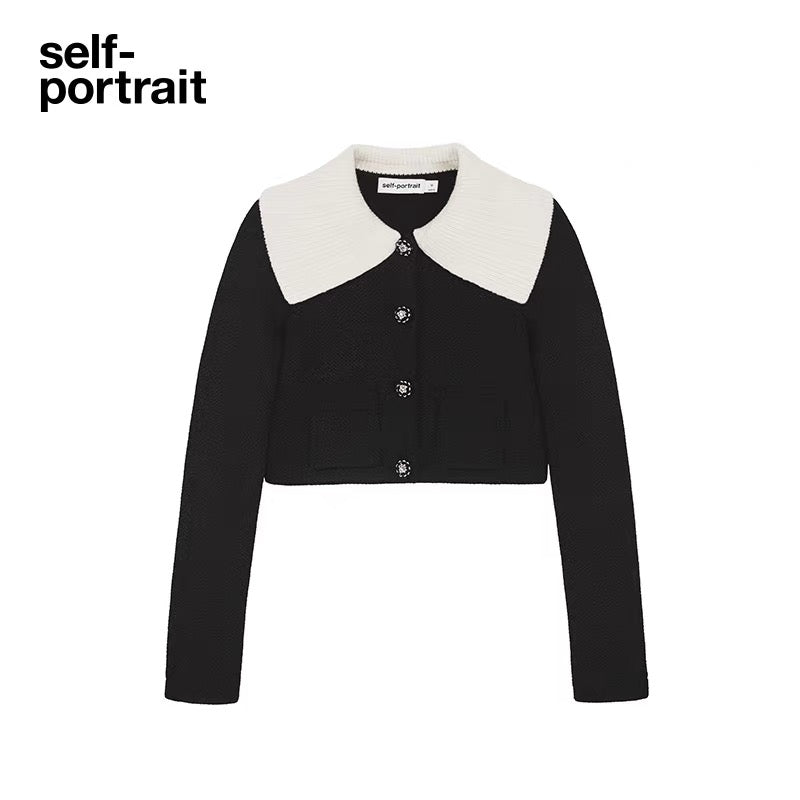 Self-Portrait BLACK CONTRAST TOP