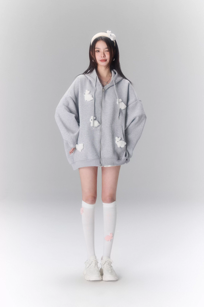 Cloud Season Mini Rabbit Hoodies Coat(2colro)