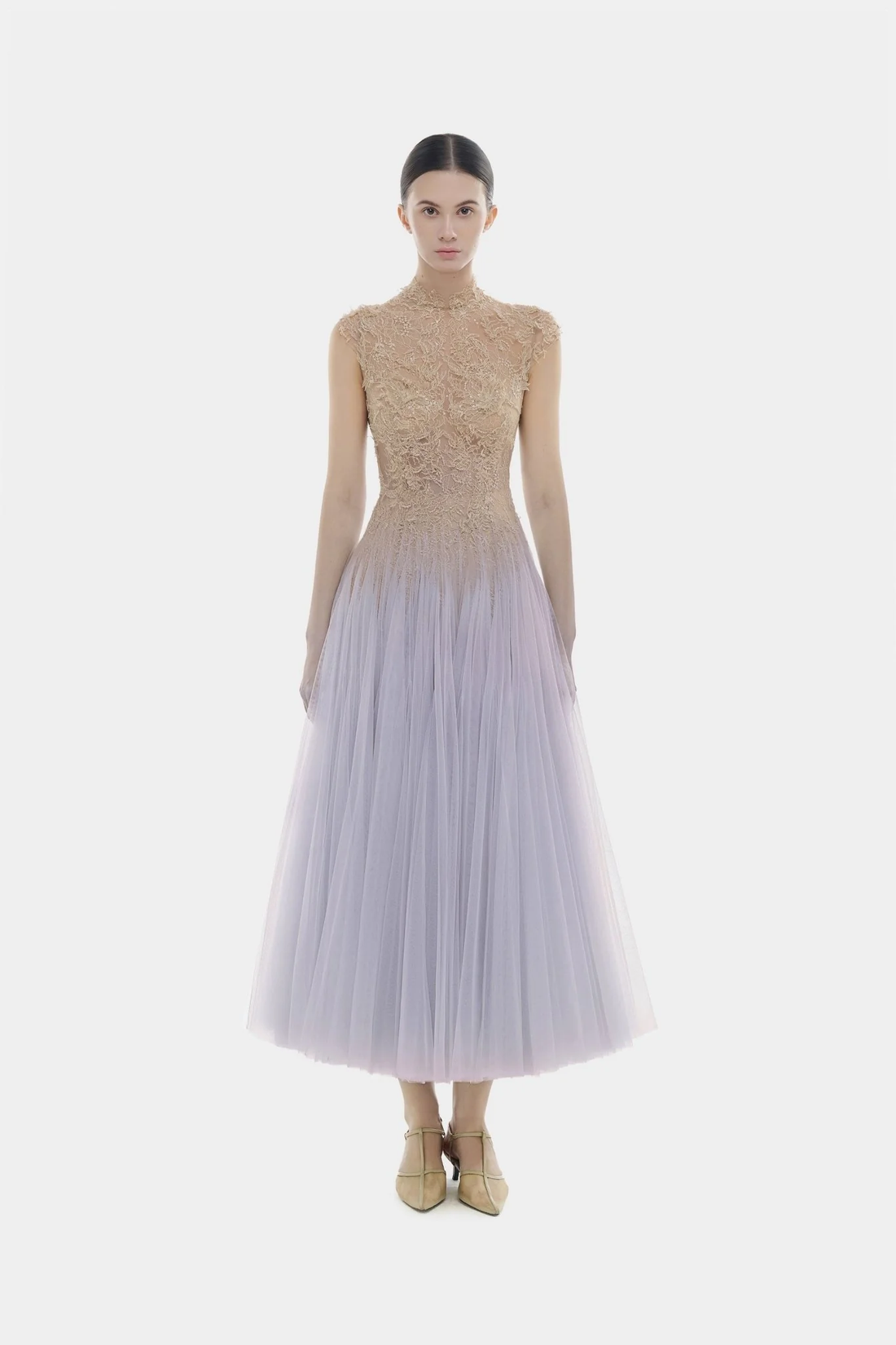 Montsand Violet Ombre Lace Midi Dres