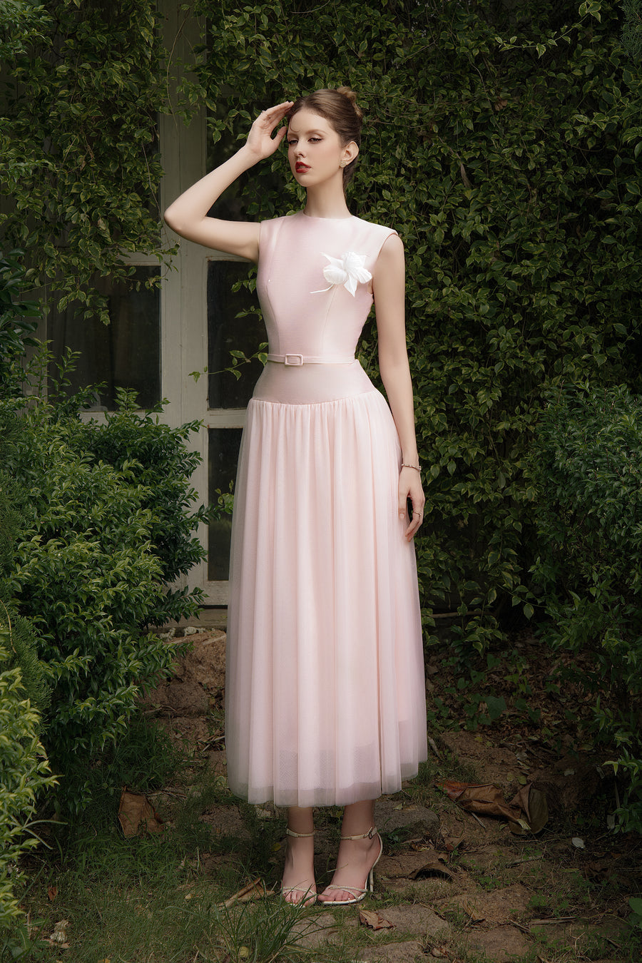 Calista AMORETTE One-shoulder Tulle Midi Dress