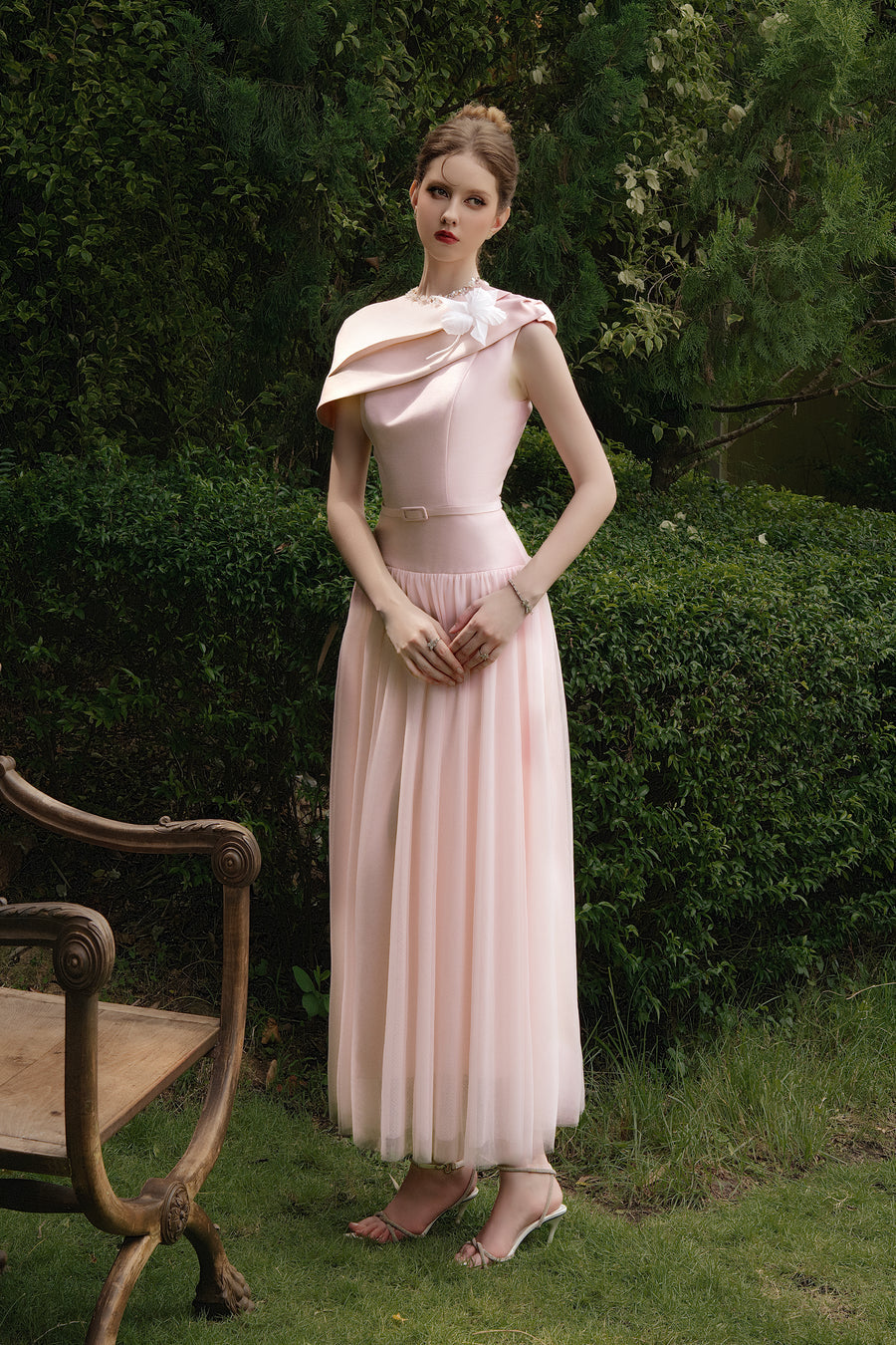 Calista AMORETTE One-shoulder Tulle Midi Dress