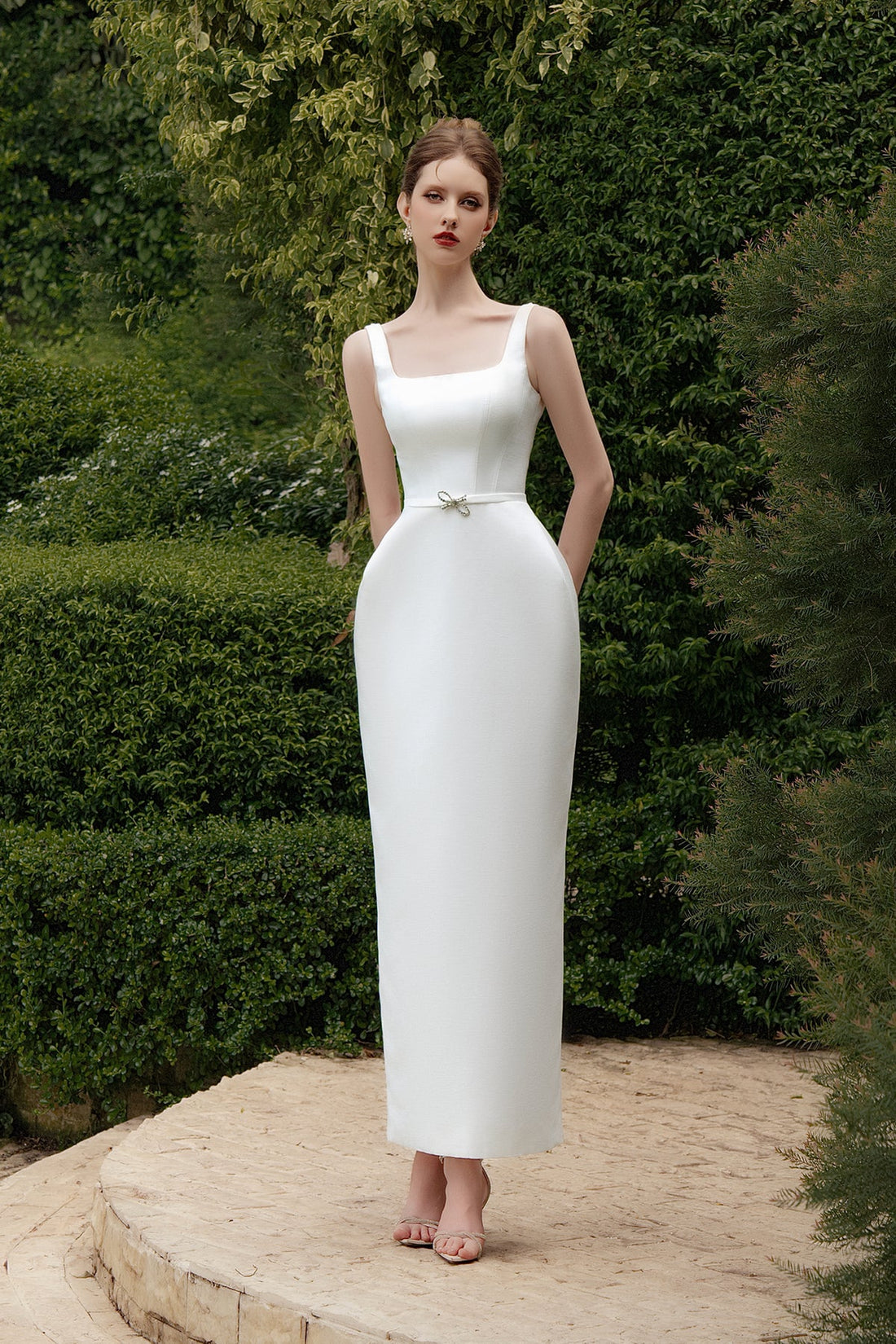 Calista MARCELE Square-neck Maxi Dress with Cape